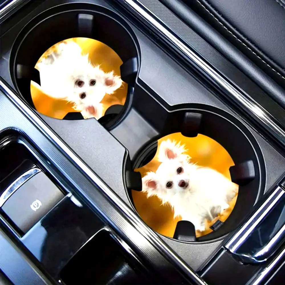 2pc Dog Print Car Coasters